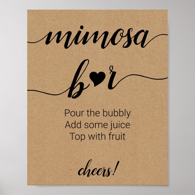 Rustic Mimosa Bar Sign Wedding Poster (Front)