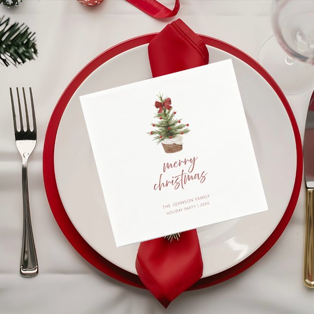 Rustic Mini Christmas Tree Holiday Party Napkins (Creator Uploaded)
