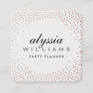 RUSTIC MINI CONFETTI cute luxe copper foil spot Square Business Card