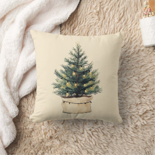 Rustic Minimal Christmas Tree Cushion