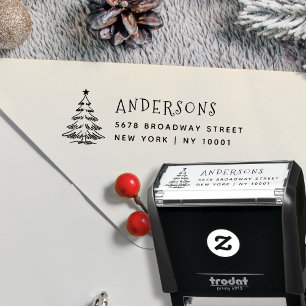 Rustic Minimal Christmas Tree Return Address Self-inking Stamp