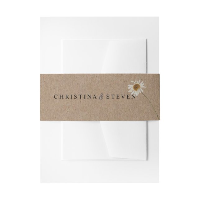 Rustic Minimal Floral Wedding Invitation Belly Band (Front Example)