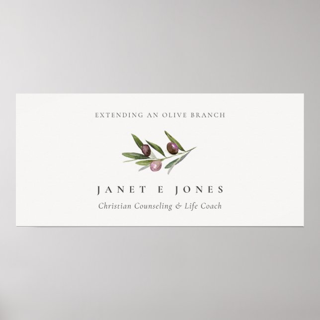 Rustic Minimal Olive Branch Fauna Business Poster (Front)