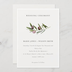 Rustic Minimal Olive Branch Foliage Wedding Invite