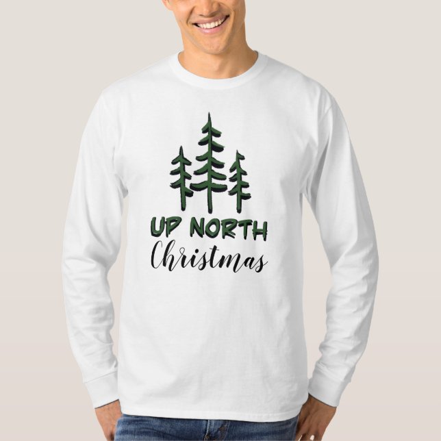 Rustic minimal pine tree holiday fun  T-Shirt (Front)