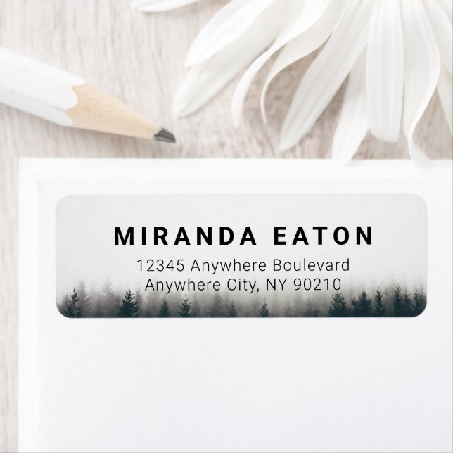 Rustic Minimal Pine Trees Woodland Return Address Label (Insitu)