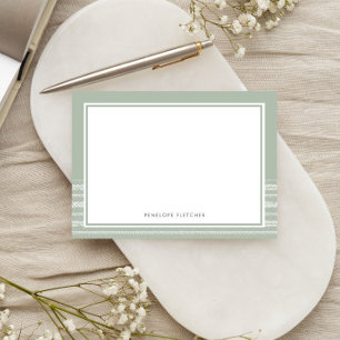 Rustic Minimal Sage Border Botanical Stripe Card