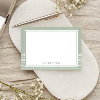 Rustic Minimal Sage Border Botanical Stripe Card