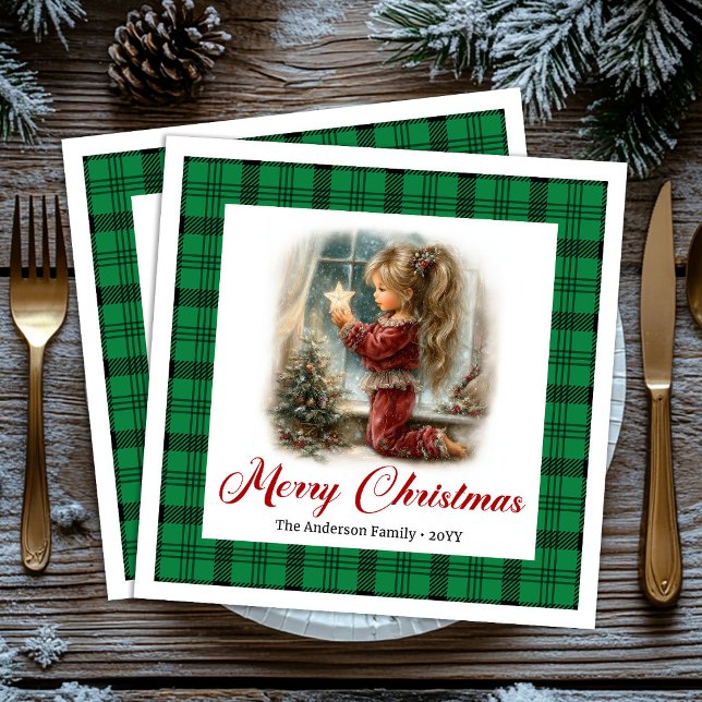 Rustic Minimal Style Gathering Christmas Scene  Napkin (Rustic Minimal Style Gathering Christmas Scene Napkins)