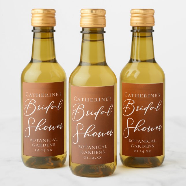 Rustic Minimalist Bridal Shower Personalized Mini Wine Label (Bottles)