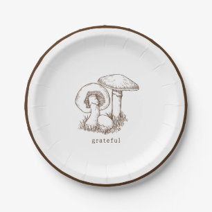 Rustic Minimalist Brown Thanksgiving Paper Plate