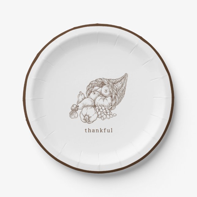 Rustic Minimalist Brown Thanksgiving Paper Plate (Front)