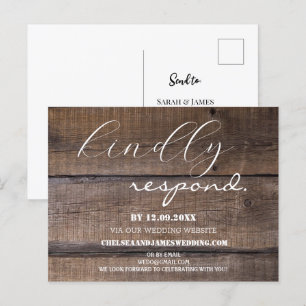 Rustic Minimalist Calligraphy Online Reply RSVP Postcard
