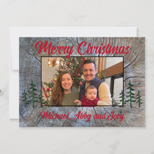 Rustic minimalist classic customisable holiday card (Front)