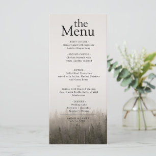 Rustic Minimalist Forest Misty Landscape Dinner Menu