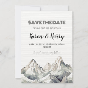 Rustic Minimalist Kraft Mountain Save the Date Invitation