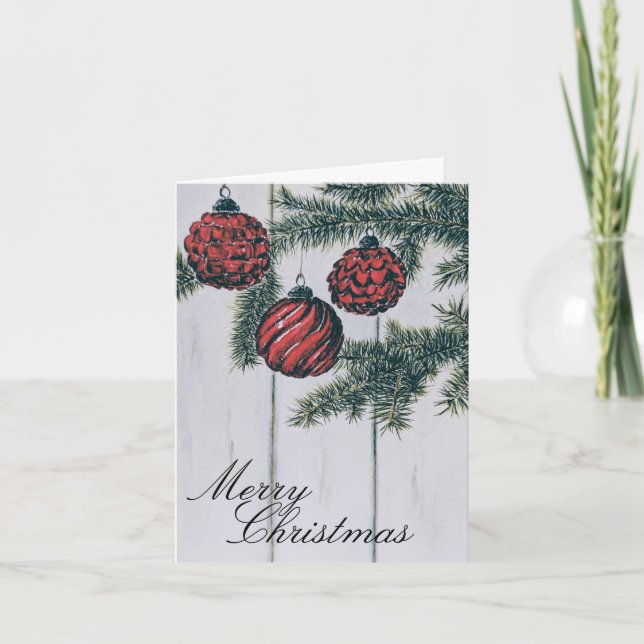 Rustic Minimalist Merry Christmas Holiday Card (Front)