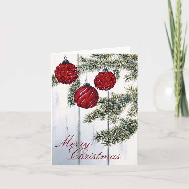 Rustic Minimalist Merry Christmas Holiday Card (Front)