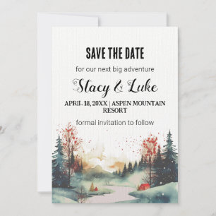 Rustic Minimalist Mountain Forest Save the Date Invitation