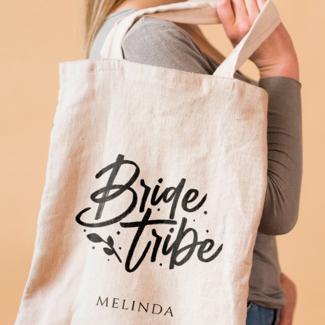 Rustic Minimalist Personalised Bride Tribe Tote Bag (Creator Uploaded)