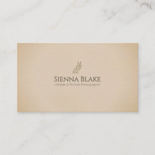 Rustic Minimalist Photographer Leaf Accent Business Card