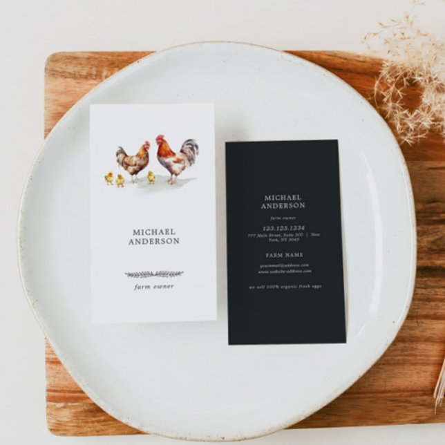 Rustic Minimalist Simple Chicken Farm Owner Business Card (Creator Uploaded)