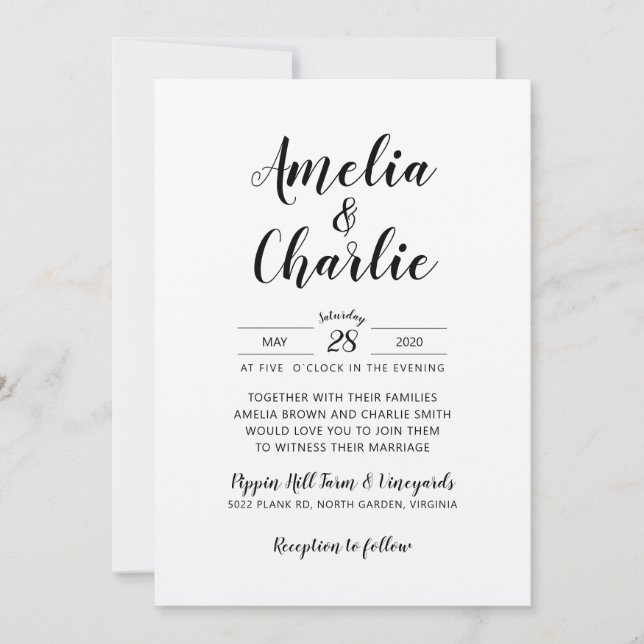 Rustic Minimalist Simple Wedding Invitation (Front)