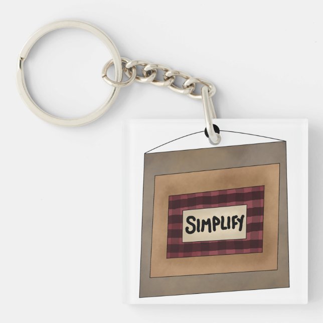 Rustic Minimalist Simplify Word Art Sign Key Ring (Front)