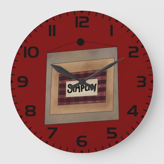 Rustic Minimalist Simplify Word Art Sign Large Clock (Front)