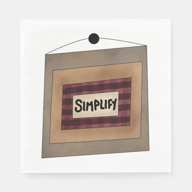 Rustic Minimalist Simplify Word Art Sign Napkin (Front)