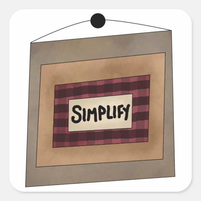 Rustic Minimalist Simplify Word Art Sign Square Sticker (Front)