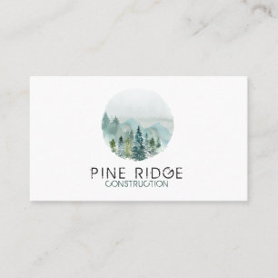 Rustic Minimalist Watercolor Pines Business Card