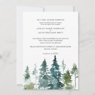 Rustic Minimalist Wedding Watercolor Pines