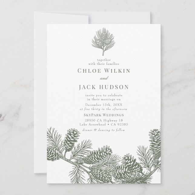 Rustic Minimalist Winter Wedding Invitation (Front)