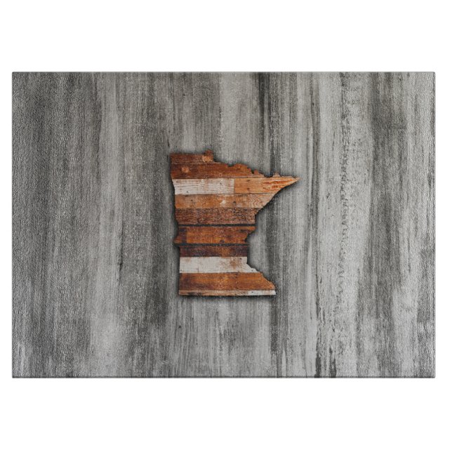 Rustic Minnesota Shape Cutting Board (Front)