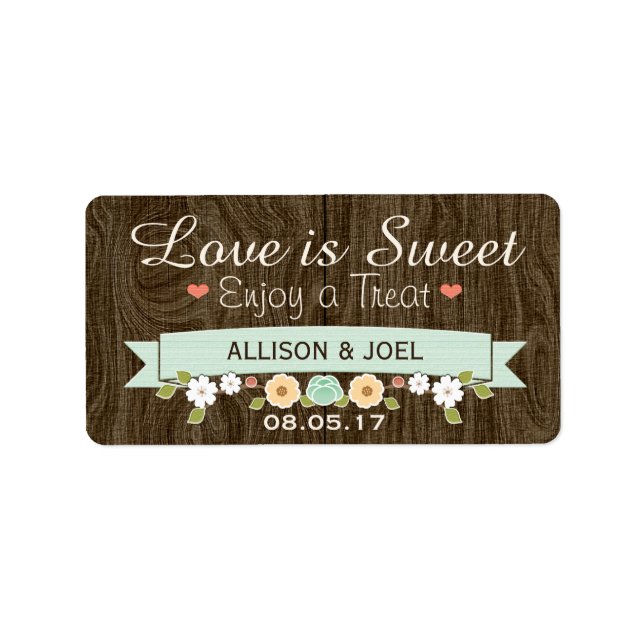 Rustic Mint Boho Love is Sweet Favour Labels (Front)