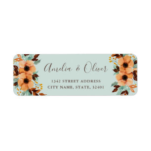 Rustic Mint Green Floral Wedding Return Address Return Address Label