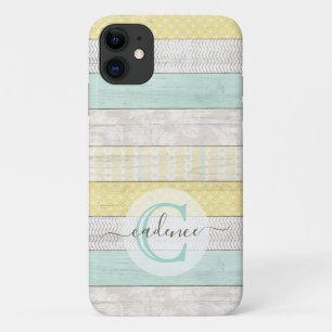 Rustic Mint & Yellow Boho Geo Modern Personalised iPhone 11 Case