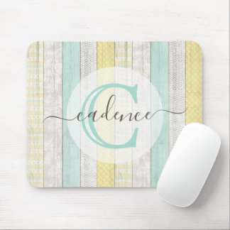 Rustic Mint & Yellow Boho Geo Modern Personalised Mouse Pad