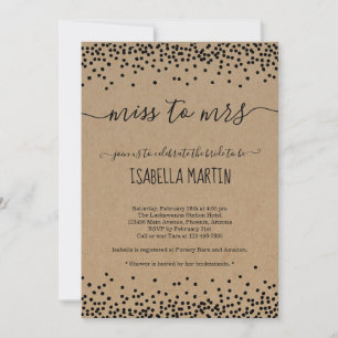 Rustic Miss to Mrs Bridal Shower Invitation -Kraft
