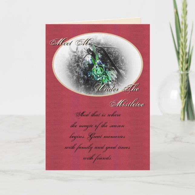 Rustic Mistletoe Yule Winter Solstice Holiday Card (Front)