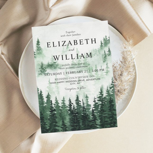 Rustic Misty Forest Wedding Invitation (Creator Uploaded)