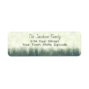 Rustic Misty Green Pines Small Return Address Label