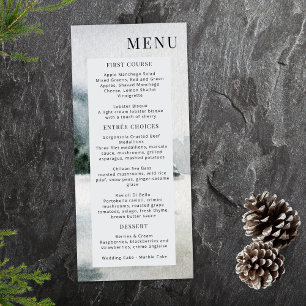 Rustic Misty Mountain Lake Watercolor Menu