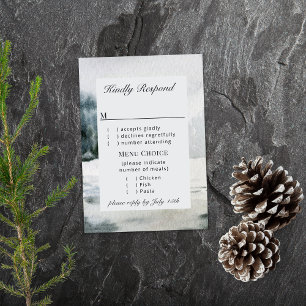 Rustic Misty Mountain Lake Watercolor RSVP Card