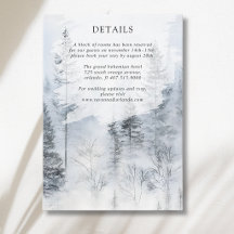 Rustic Misty Snowy Forest Mountain Wedding Details