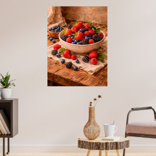 Rustic Mixed Berries Still Life a Cosy Food Poster