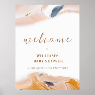 Rustic Modern Abstract Baby Shower Welcome Poster