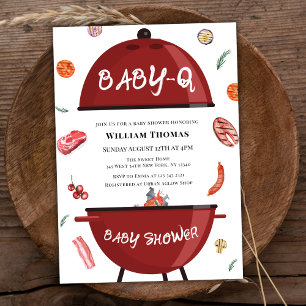 Rustic Modern Backyard BBQ Baby Q Baby Shower Invitation