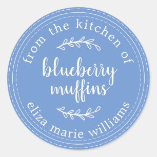 Rustic Modern Baked Goods Blueberry Muffins Blue Classic Round Sticker